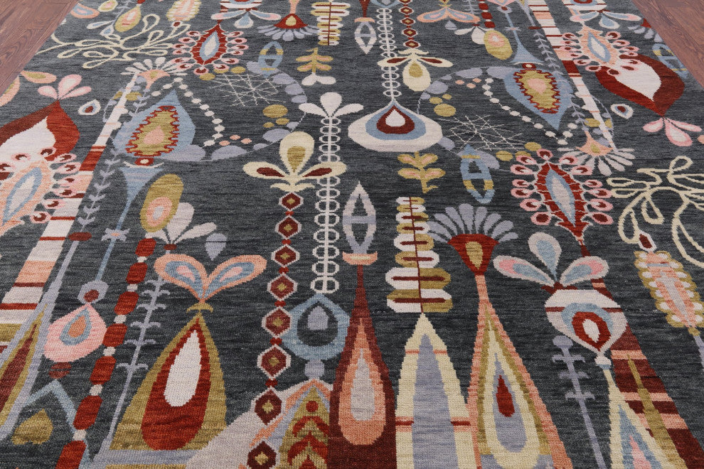 Persian Gabbeh Tribal Handmade Wool Rug 9' 1" X 12' 0" Q8511