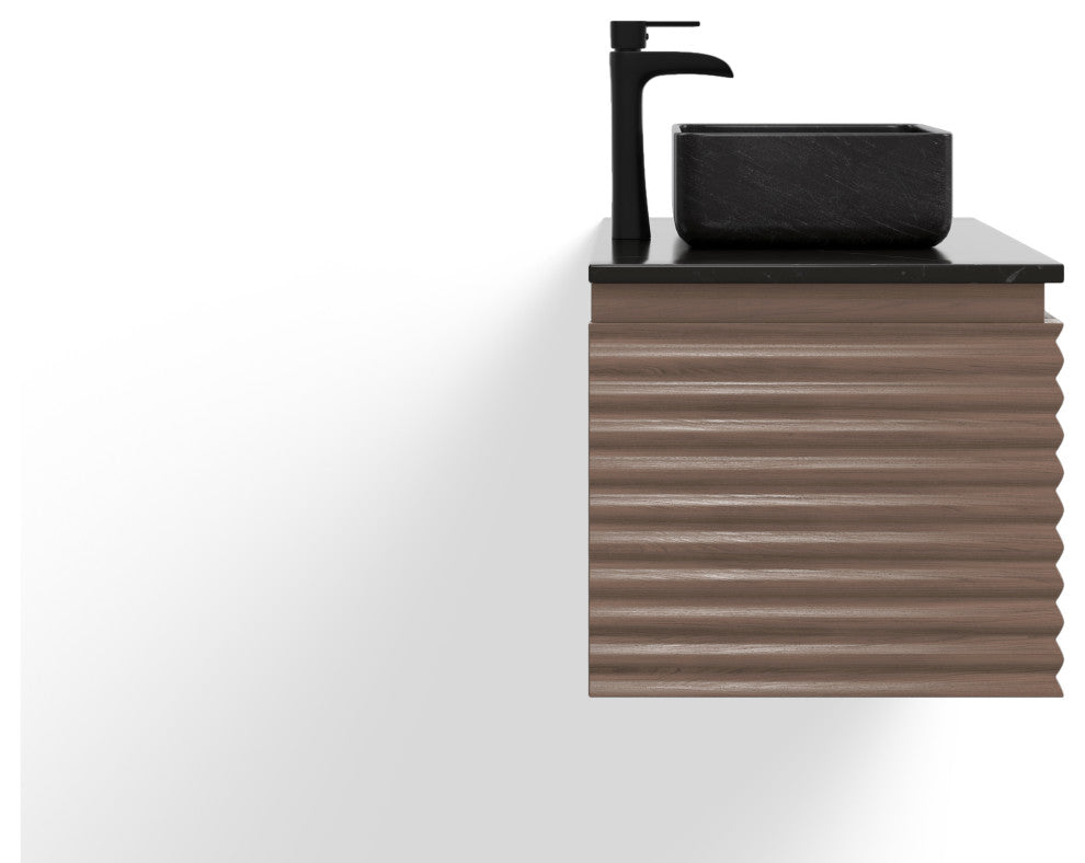 The Accordion Bathroom Vanity, Chestnut Oak, 36", Single Sink, Wall Mount