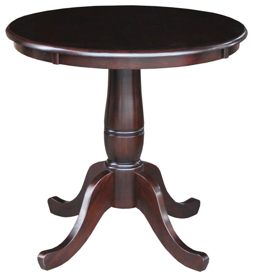 30" Round Top Pedestal Dining Table with 2 Madrid Ladderback Chairs