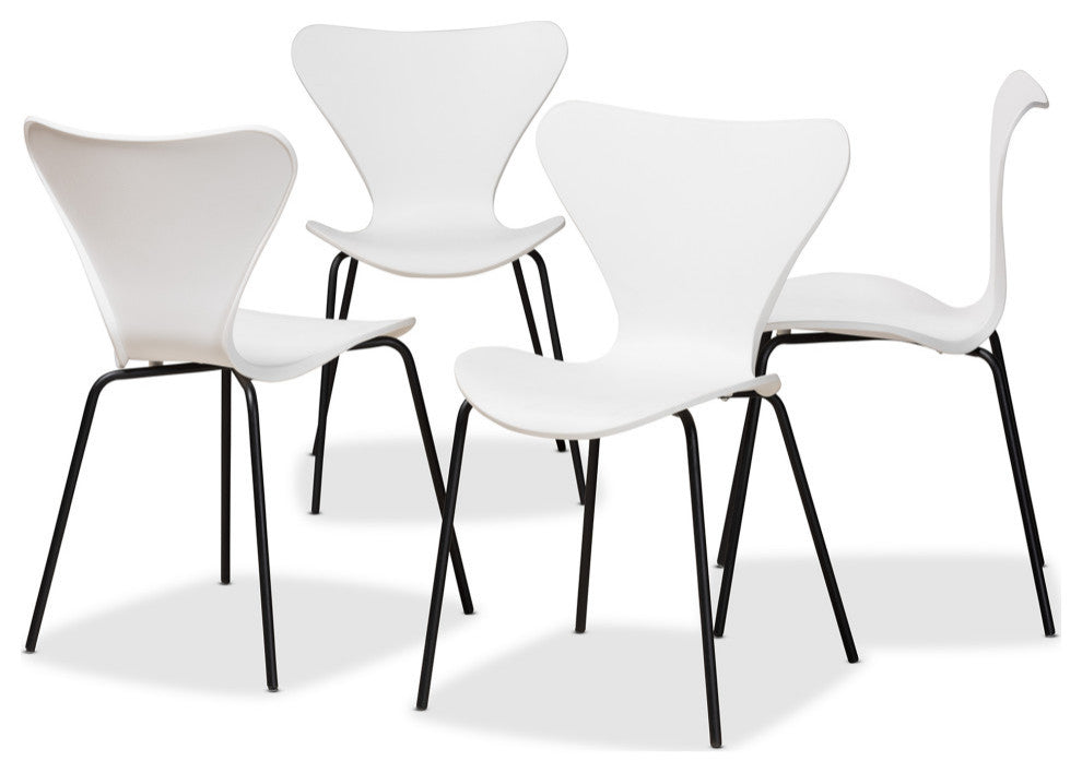 Tiffanie Modern 4-Piece Stackable Dining Chairs, White