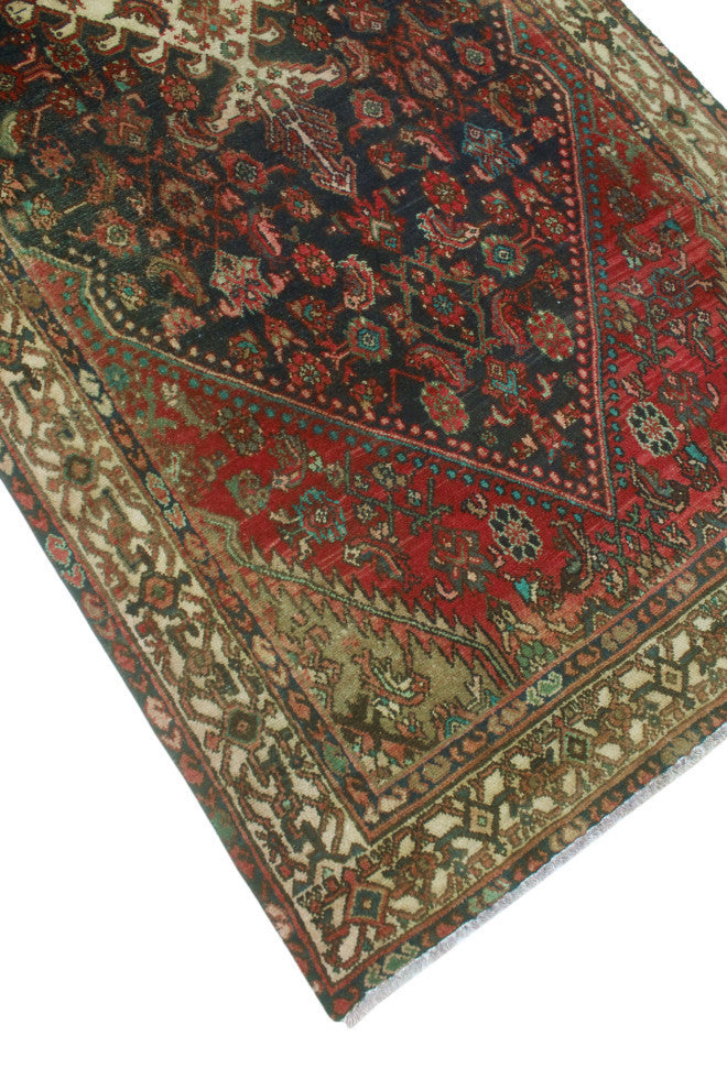 Fine Vintage Distressed Buckley Navy/Ivory Runner, 4'3x9'10