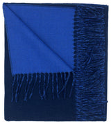 100% Baby Alpaca Throw Blanket, Mid Blue / Dark Blue