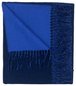 100% Baby Alpaca Throw Blanket, Mid Blue / Dark Blue