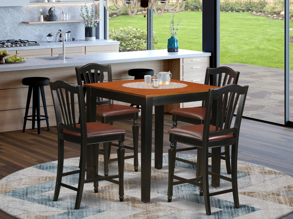 5 Pc Counter Height Kitchen Set, Kitchen Dinette Table, 4 Kitchen Dining Chair.
