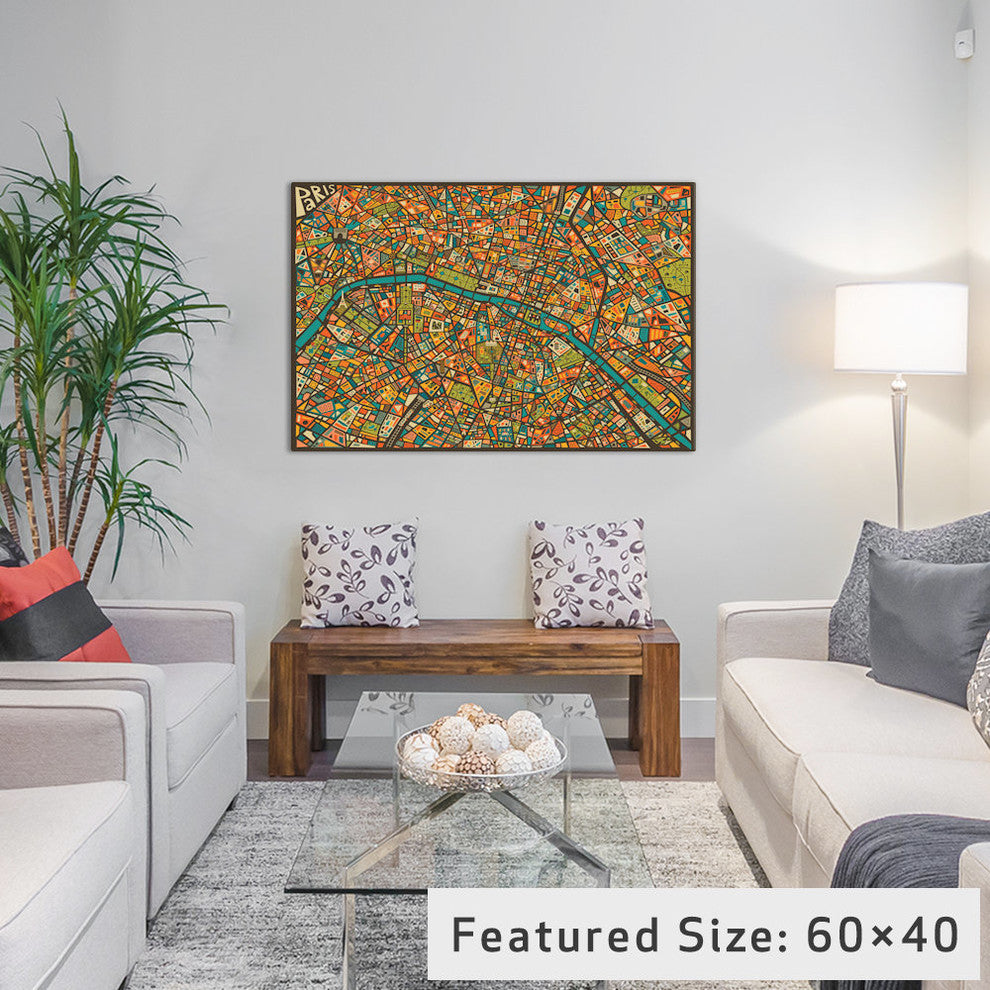 "Paris Street Map" by Jazzberry Blue, 40x26x1.5