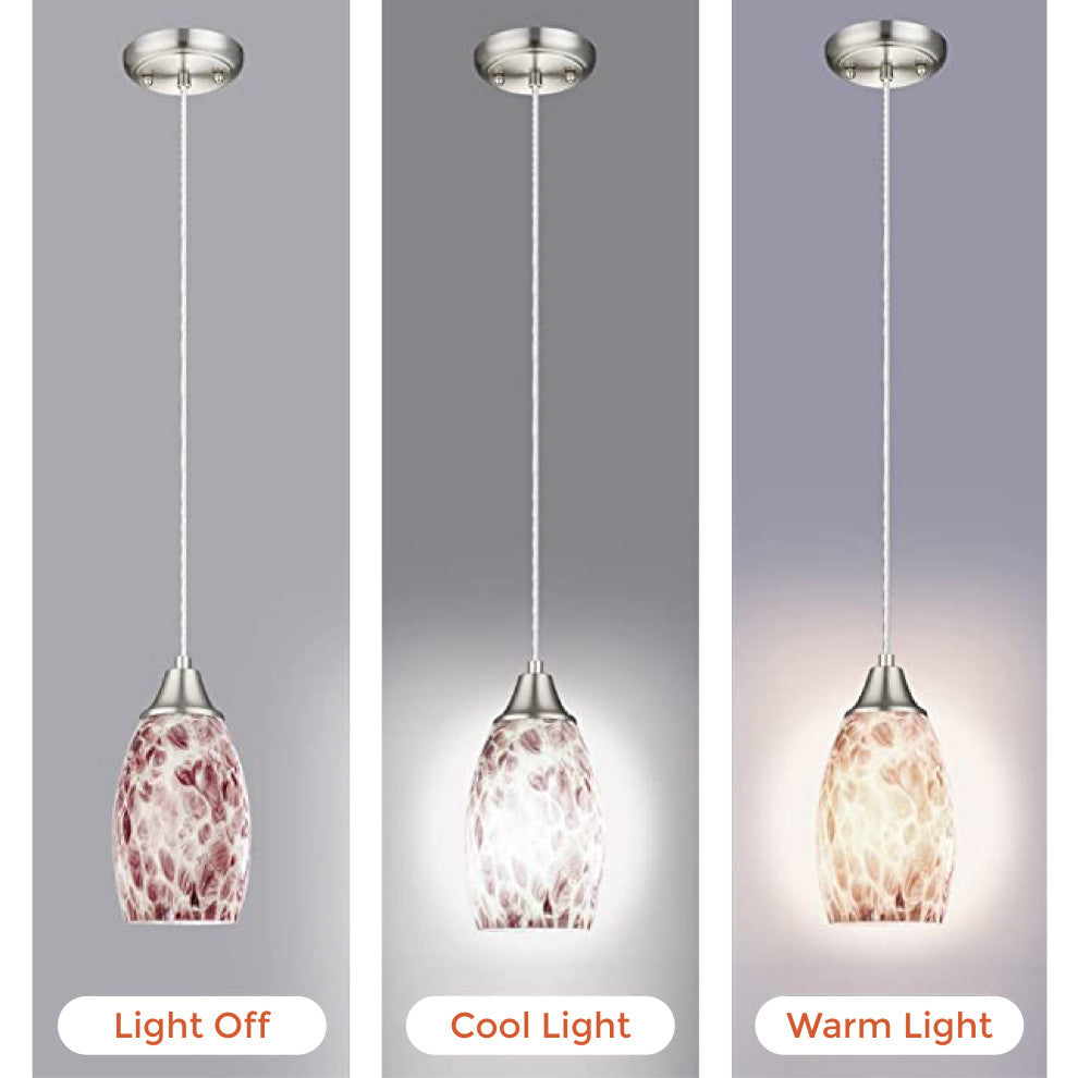 1-light Abstract Purple kitchen decor Art Glass Pendant Metal lighting fixtures