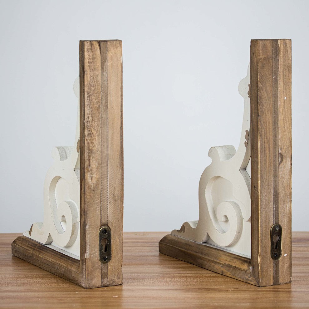 Wooden Corbel Shelf Brackets, Set of 2