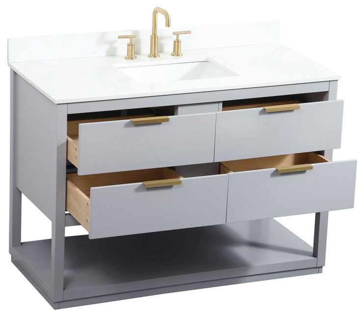 48" Single Bathroom Vanity, Gray, With Backsplash