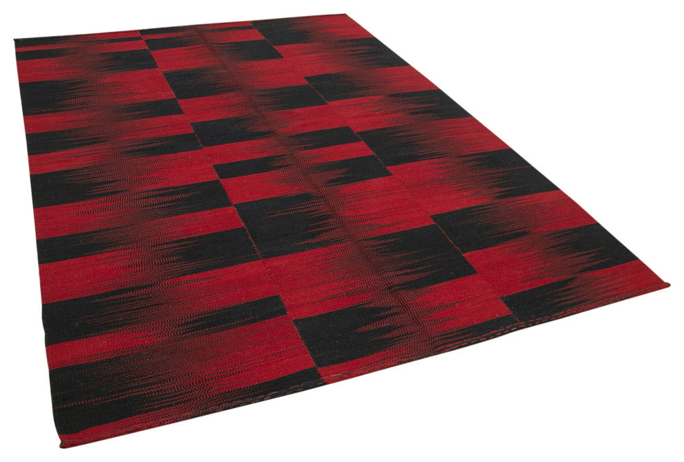 Rug N Carpet - Handmade Oriental 6' 11'' x 9' 2'' Modern Design Wool Kilim Rug