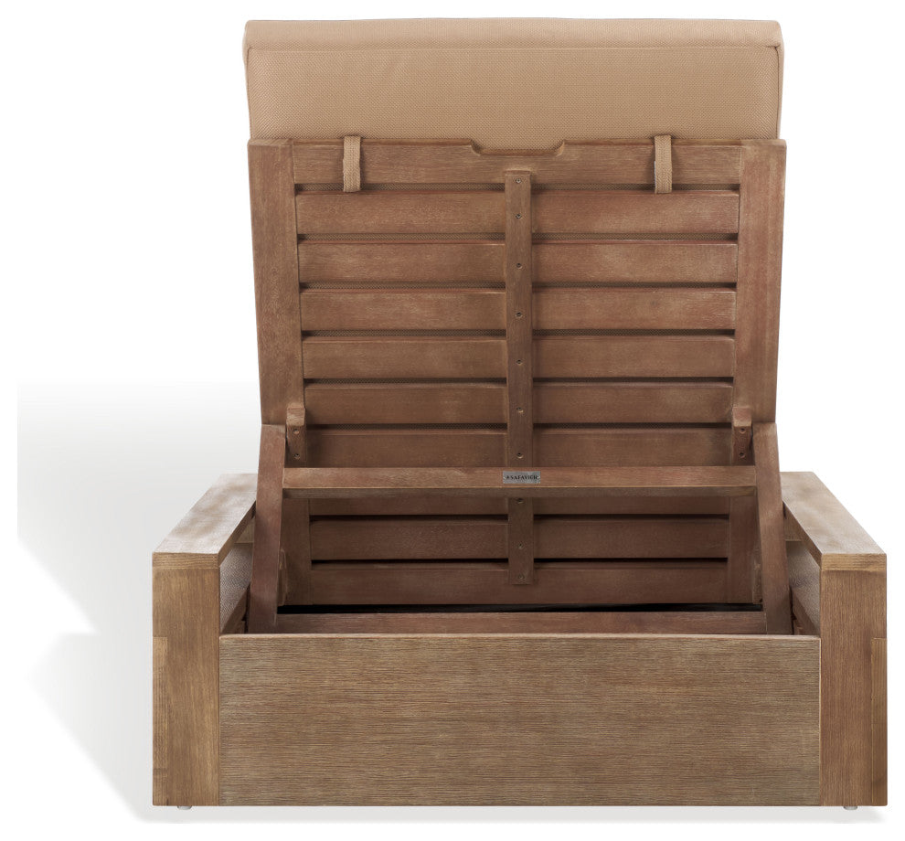 Safavieh Couture Lanai Wood Chaise Lounge Chair, Natural/Brown