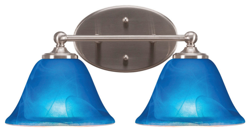 Capri 2-Light Bath Bar, Brushed Nickel/Blue Italian