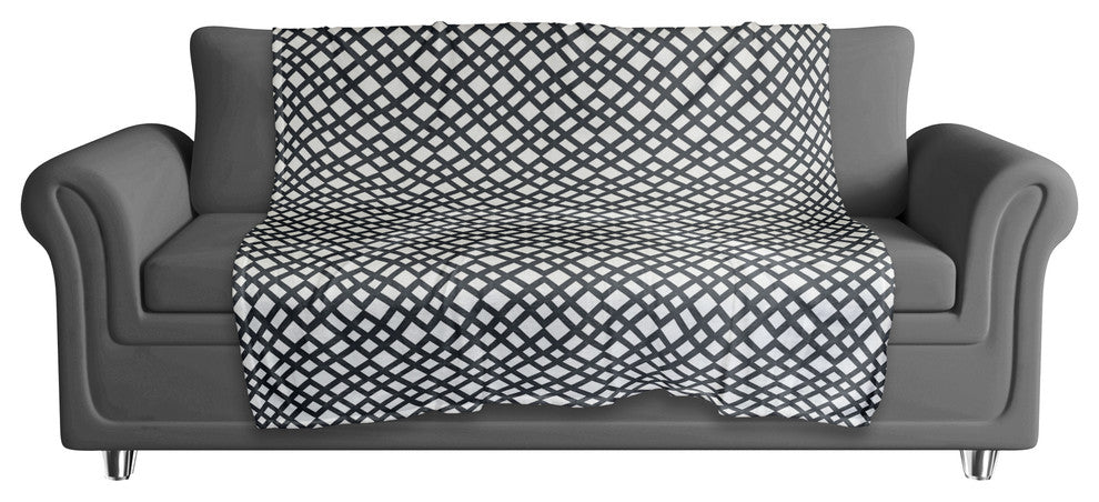 Navy Lattice Pattern Fleece Blanket