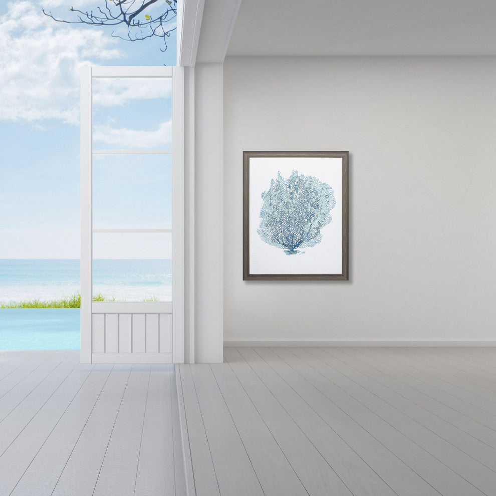 Aqua Coral on White II Framed Art