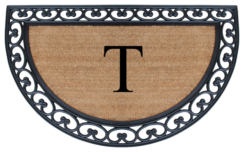 A1HC Half Round 30"x48" Double Door Monogrammed Doormat, T