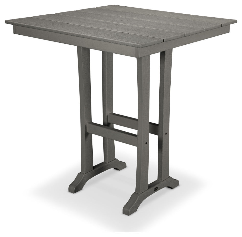POLYWOOD Farmhouse 37" Bar Table, Slate Gray
