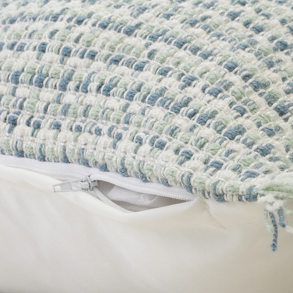 Interwoven Coastal Delight Fringed Throw Pillow