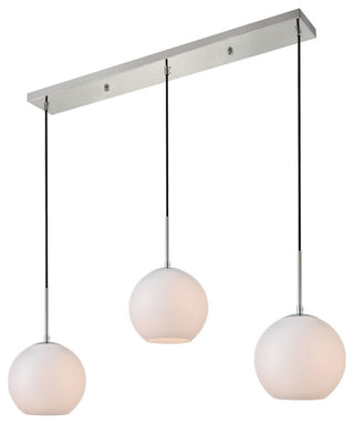 Elegant Baxter 3-Light Chrome Pendant With Frosted White Glass