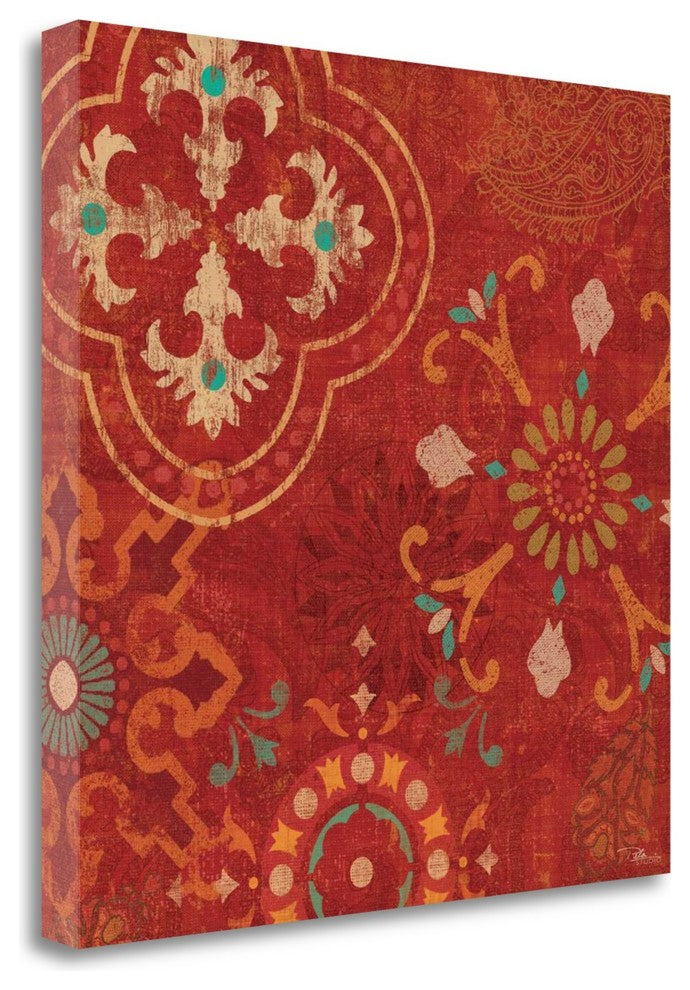 "Crimson Stamps III" By Pela Studio, Giclee Print on Gallery Wrap Canvas