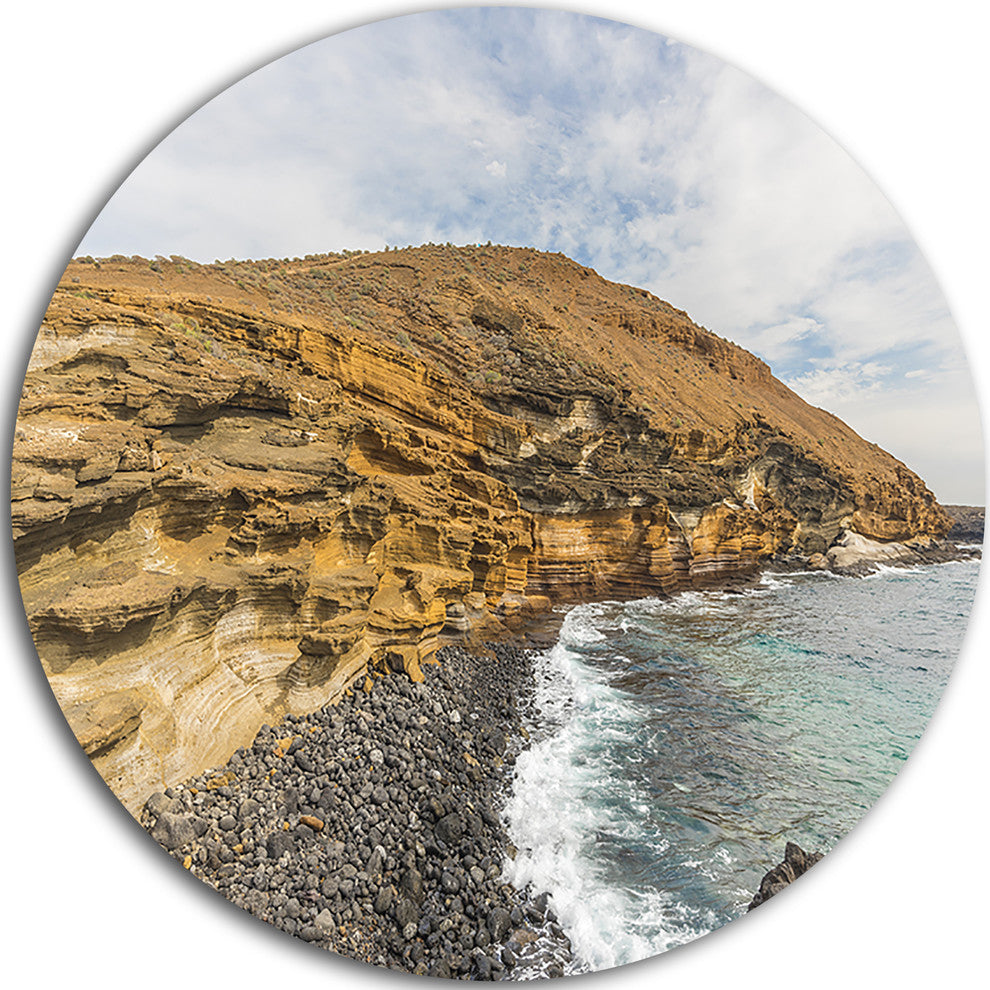 Peninsula Going Beyond The Horizon, Seascape Disc Metal Wall Art, 11"