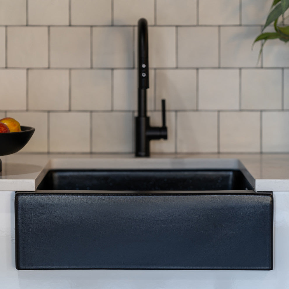 Grace Matte Black Fireclay 34" Single Bowl Quick-Fit Undermount Kitchen Sink