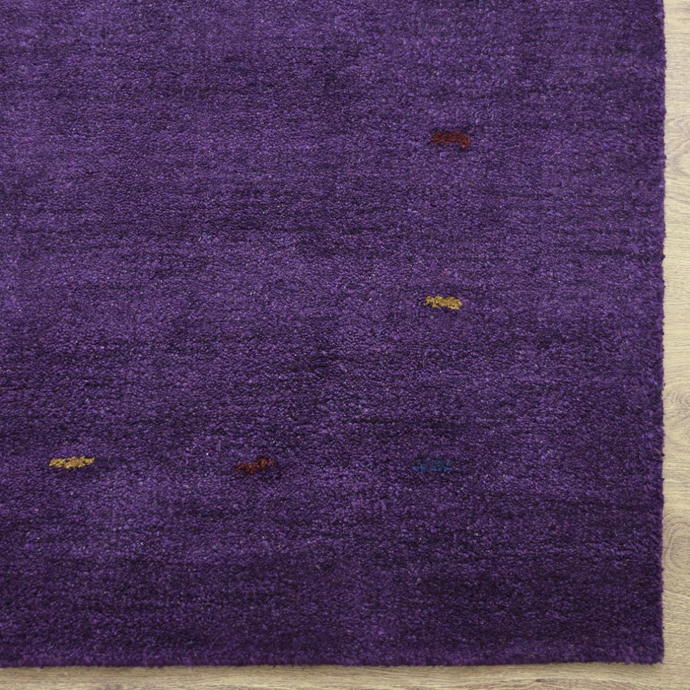 Hand Knotted Loom Silk Mix Area Rug Contemporary Purple