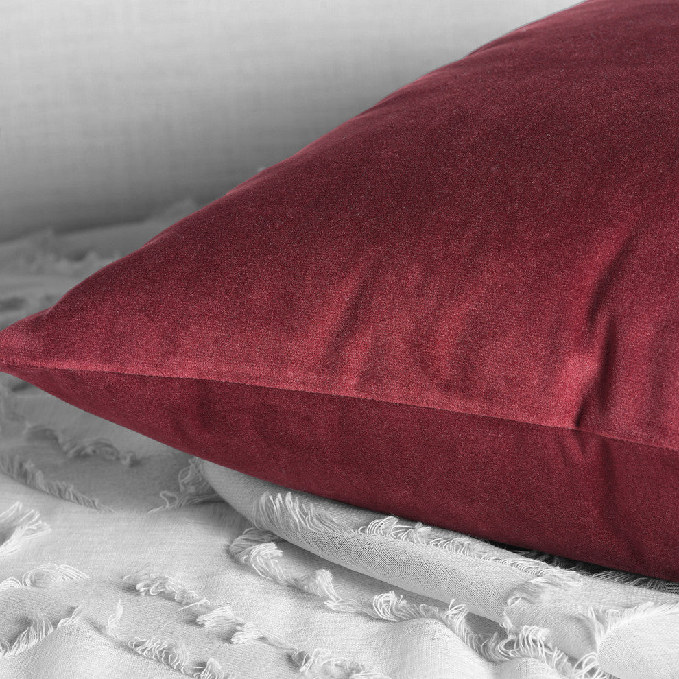 Heritage Plush Velvet Cushion Cover Pair, Cinema Red, 18w X 18l