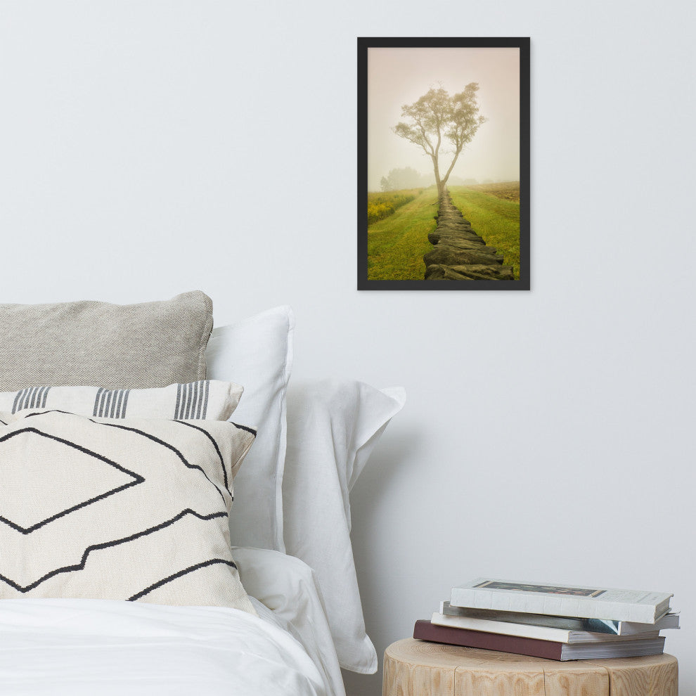 Calming Morning Rural Landscape Framed Photo Paper Wall Art Prints, Black, 12" X 18"