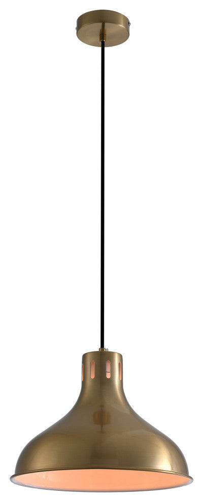 1-Light Dome Pendant Modern Brass Hanging Light, Brass