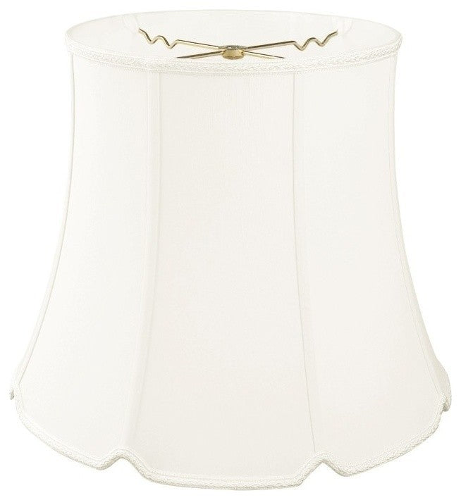 Tall Drum Bottom V-Notch Designer Lampshade, White