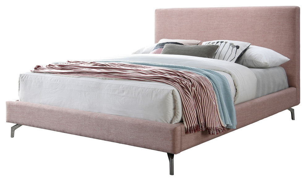 Harry Upholstered Platform Bed Queen Size, Blush