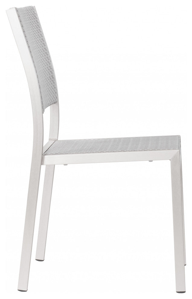 Set of Two Silver Armless Chairs