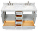 ARIEL Cambridge 61" Double Rectangle Sink Bathroom Vanity Grey With Marble Top