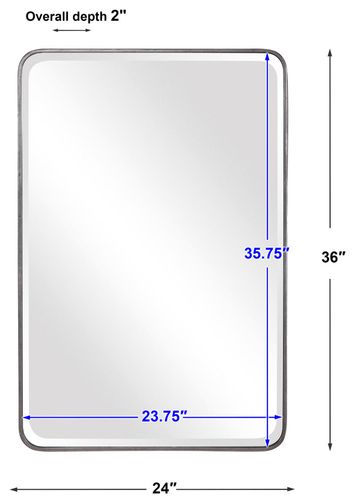 Uttermost Aramis Contemporary Iron and Glass Wall Mirror in Silver Leaf