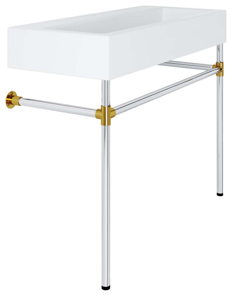 Redeem 40" Silver Stainless Steel Wall-Mount Bathroom Vanity
