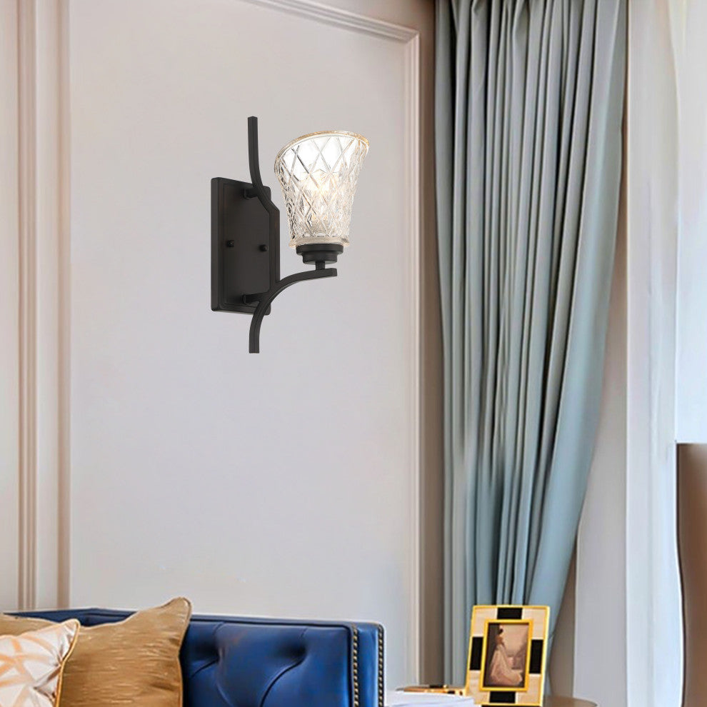 1- Light Dimmable Vintage Black Armed Sconce