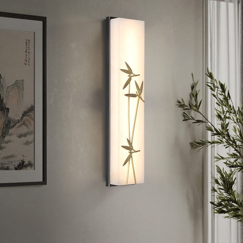 Creative Marble Wall Lamp in Chinese Style for Living Room, Bedroom, Bamboo Leaves
