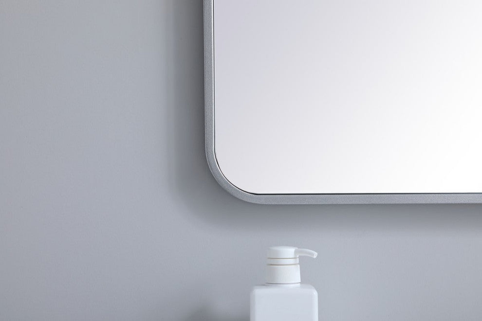 Ellis Soft Corner Metal Rectangular Mirror, Silver, 27" x 36"