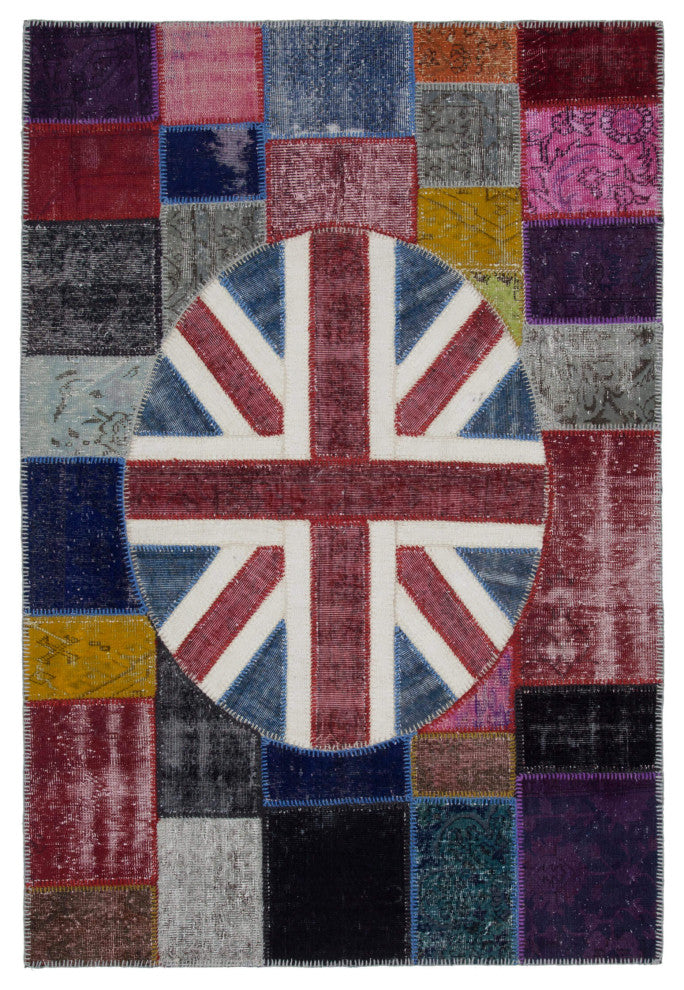 Rug N Carpet - Handmade Turkish 5' 7'' x 8' 2'' Flag Patchwork Rug
