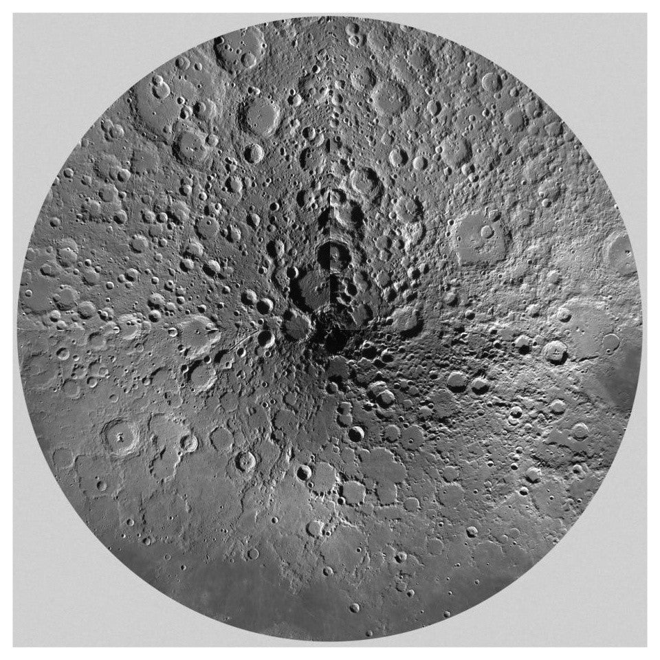 "Unmarked Map of the Moon, North Pole" Paper Art, 26"x26"
