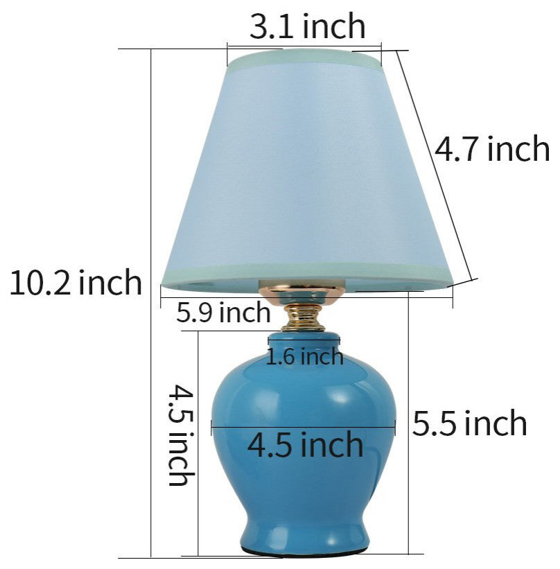 Modern mini table lamp kids ceramic table light with linen white fabric shade