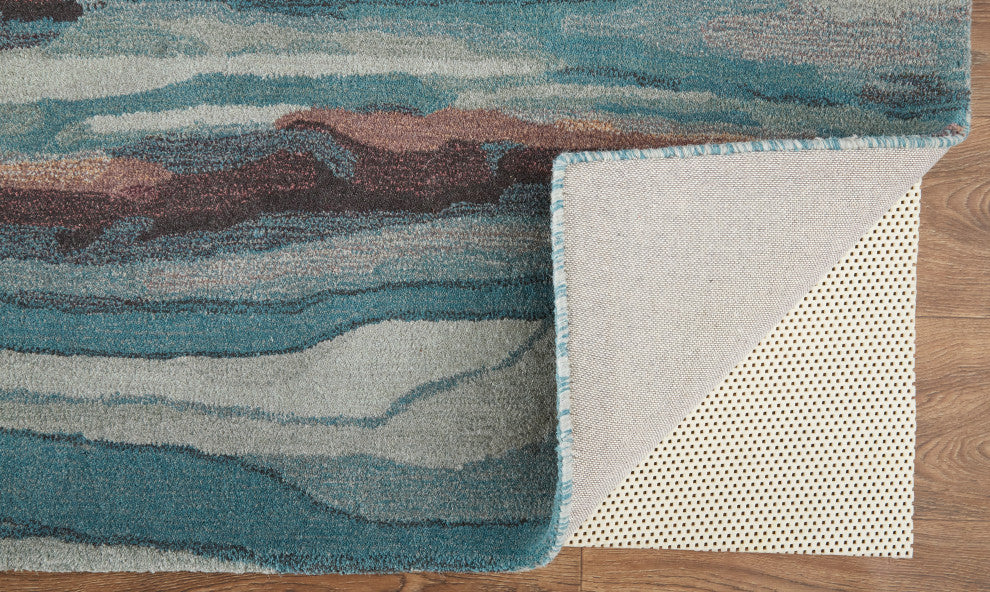 Weave & Wander Nakita Rug, Crystal Teal/Red/Tan, 3ft-6in x 5ft-6in