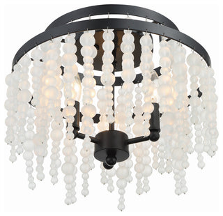 Poppy 3-Light Matte Black Ceiling Mount, Frosted Glass Beads