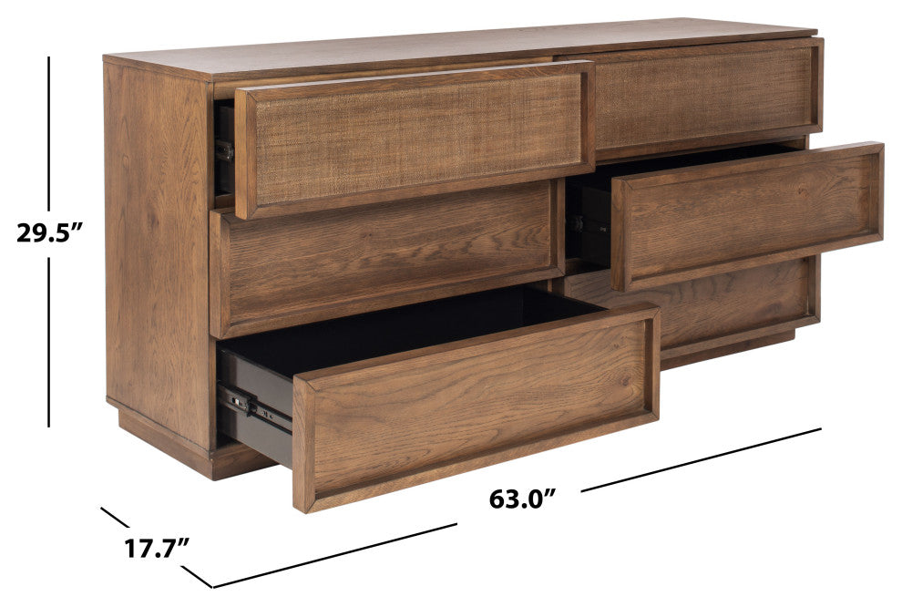 Safavieh Couture Zeus 6 Drawer Wood Dresser, Natural