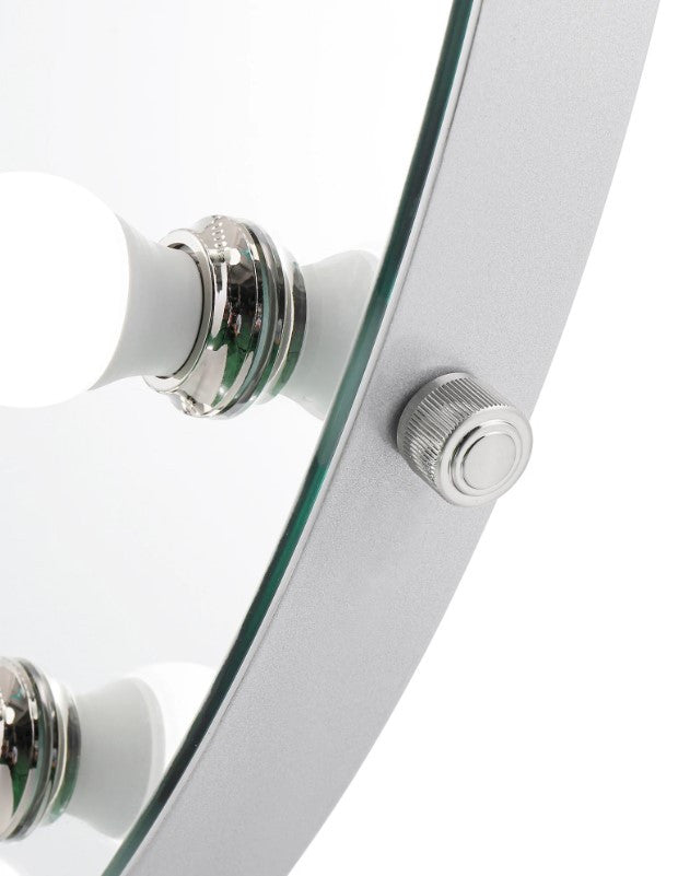 Heiress Pro Vanity Mirror, Silver, Led Globe Bulbs