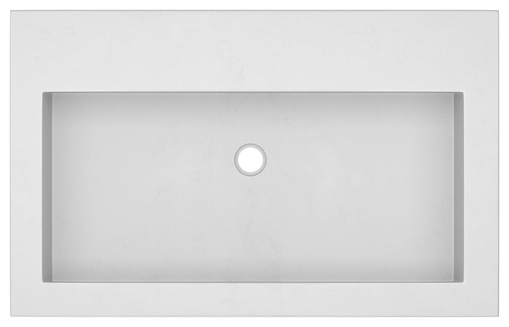 Trough 3019 Concrete Bathroom Sink, Pearl, No Faucet Hole