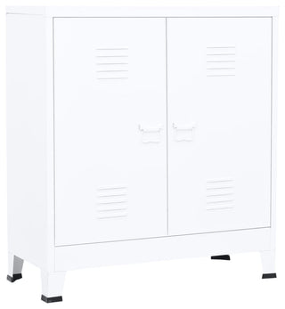 vidaXL File Cabinet Hall Entryway Sideboard Storage Chest Cabinet White Steel
