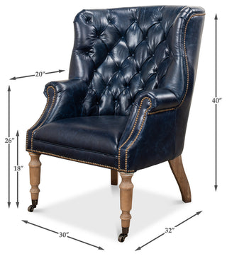 Georgian Barrel Back Wingchair - Chateau Blue