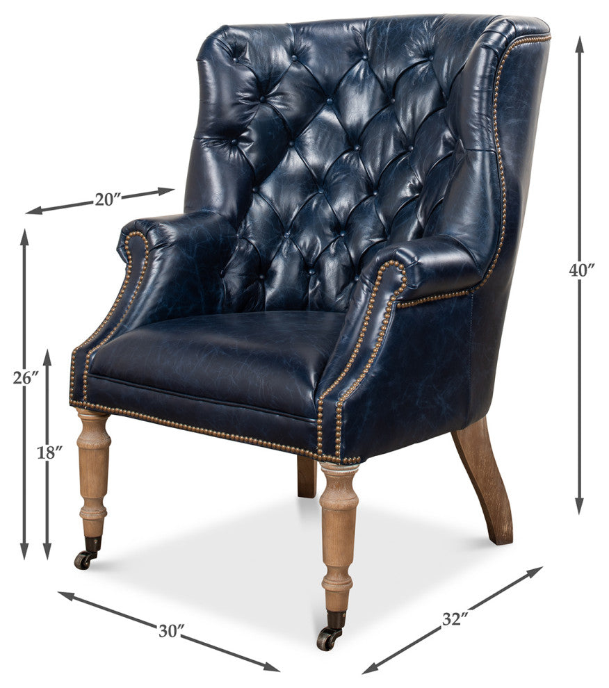 Georgian Barrel Back Wingchair - Chateau Blue