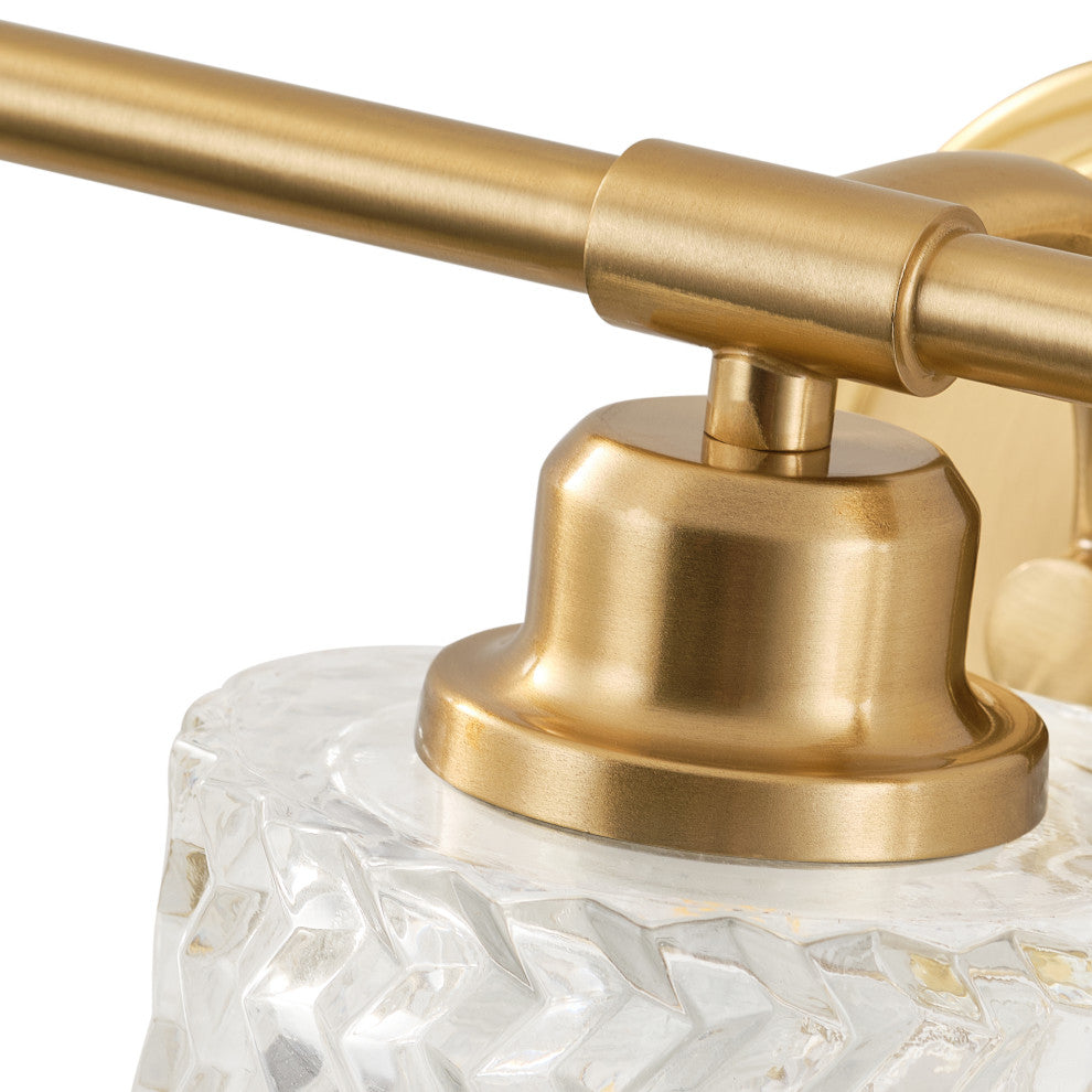 Modern 3-Light Bathroom Vanity Light with Textured Cylinder Glass Shade