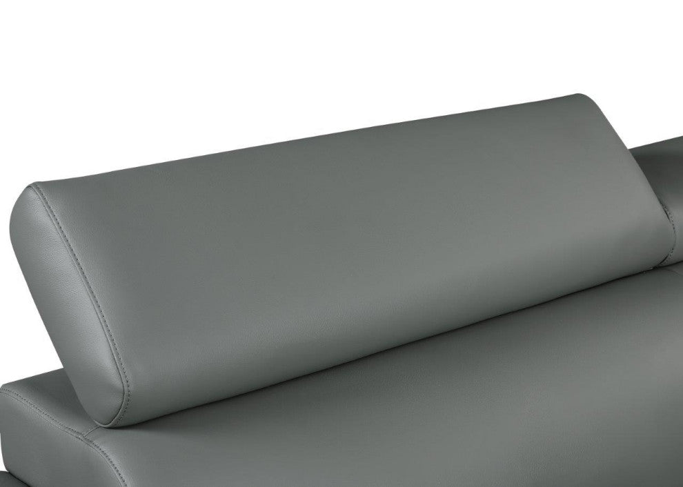 Nestore Premium Genuine Leather Match Loveseat Gray